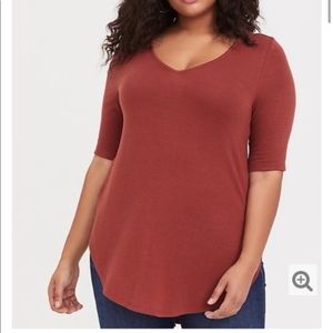 Torrid Size 00 Red Brick Half Sleeve Tunic Shirt Hacci